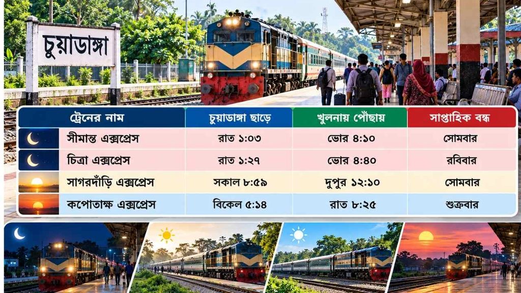 চুয়াডাঙ্গা থেকে খুলনা ট্রেনের সময়সূচী 